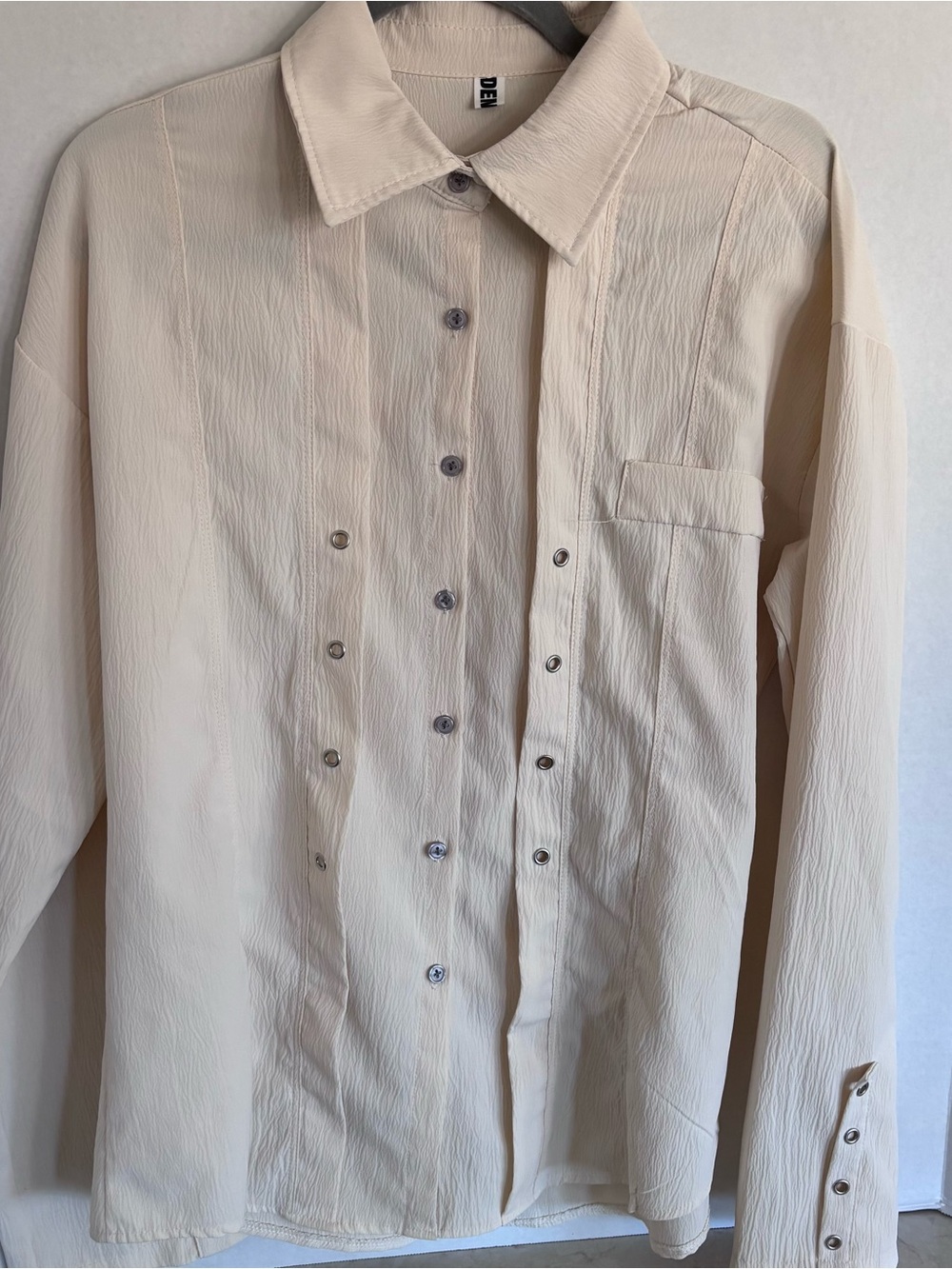 Long-Sleeve Button-Up Shirt with grommets for lace up front and sleeves pirate